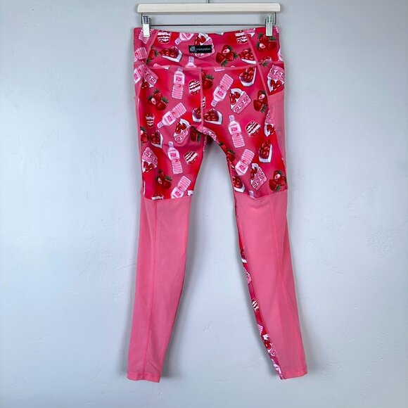 Iron Yokai Leggings Women XL Pink Soft Girl Kawaii Strawberry Cake Activewear‎ - Picture 5 of 11